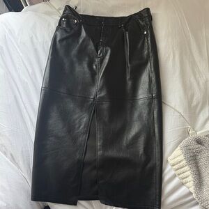 Blank NYC Black Leather Pencil Skirt